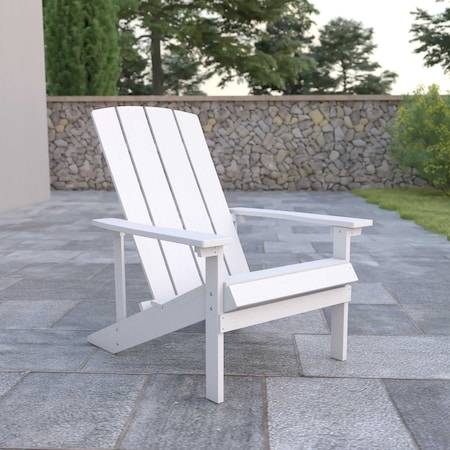 Flash Furniture Charlestown All-Weather Poly Resin Wood Adirondack Chair in White JJ-C14501-WH-GG